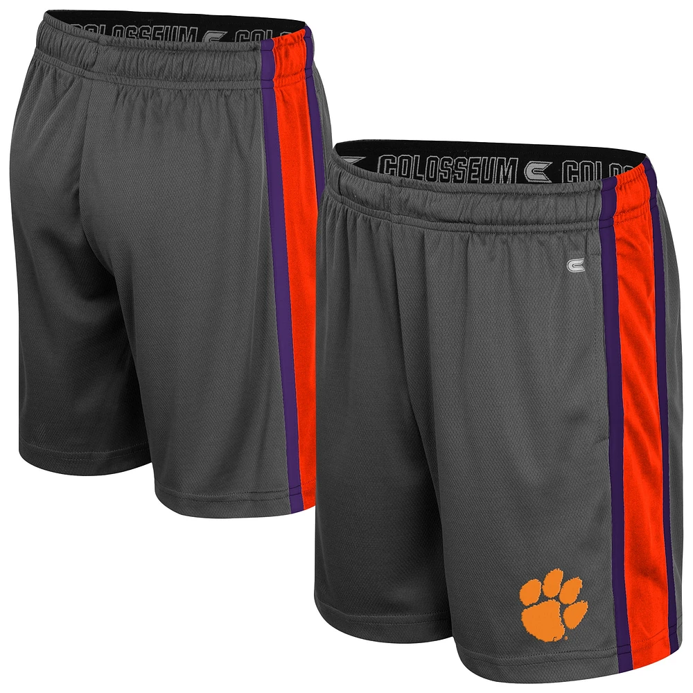 Youth Colosseum Charcoal Clemson Tigers Ripple Shorts