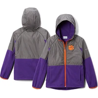 Sweat à capuche entièrement zippé Columbia Clemson Tigers Flanker Raglan pour jeunes