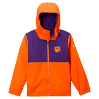 Youth Columbia Orange Clemson Tigers Rainy Fields Lined Omni-Tech Full-Zip Hoodie Jacket