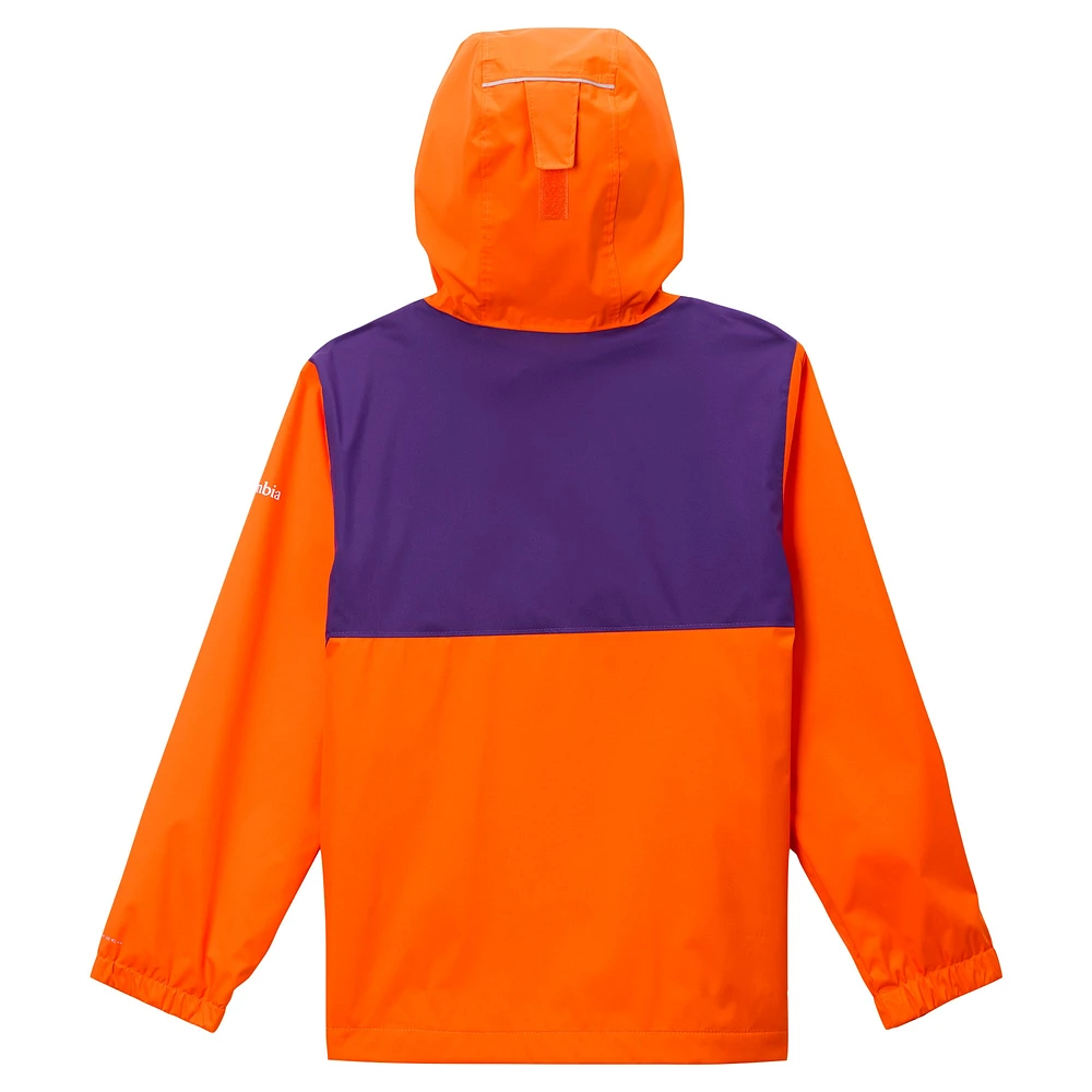 Youth Columbia Orange Clemson Tigers Rainy Fields Lined Omni-Tech Full-Zip Hoodie Jacket