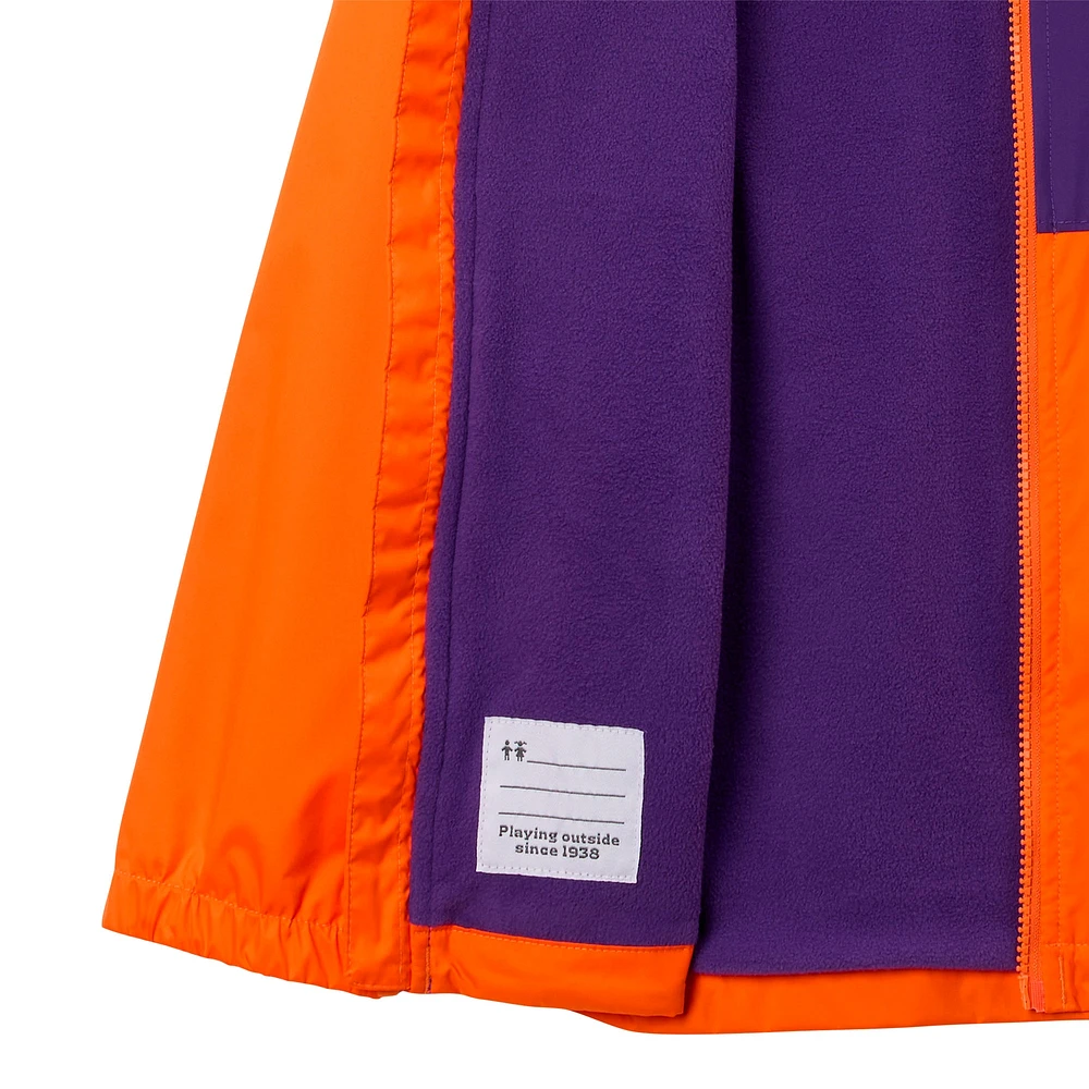 Youth Columbia Orange Clemson Tigers Rainy Fields Lined Omni-Tech Full-Zip Hoodie Jacket