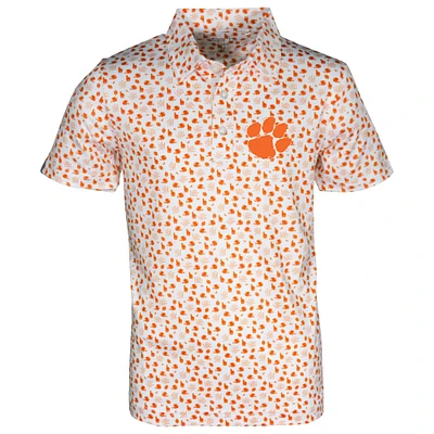 Polo imprimé intégral Earnest des Clemson Tigers pour jeunes Garb blanc