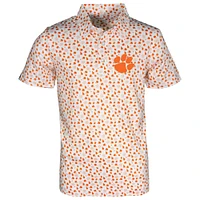 Youth Garb White Clemson Tigers Earnest Allover Print Polo