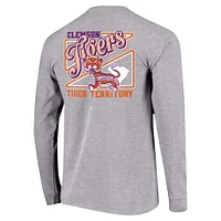 Youth Gray Clemson Tigers Retro Script Long Sleeve T-Shirt