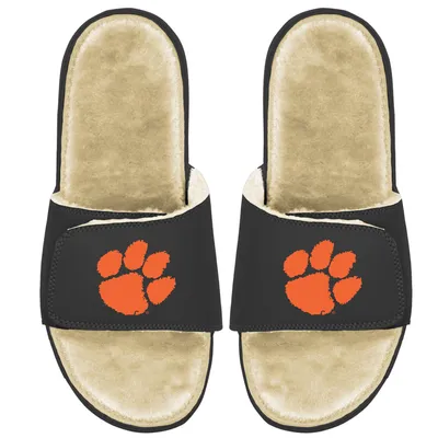 Clemson Tigers ISlide Youth Faux Fur Slide Sandals - Black/Tan