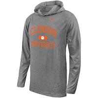 T-shirt à manches longues et capuche avec logo empilé Nike Clemson Tigers gris pour jeunes