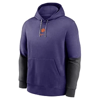 Youth Nike Purple Clemson Tigers 2024 Sideline Club Fleece Color Block Pullover Hoodie