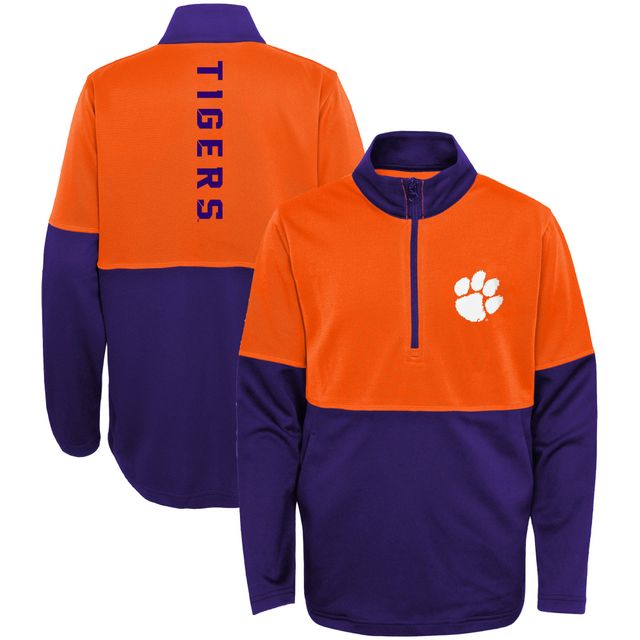 Blouson à glissière quart de tour Clemson Tigers violet/orange pour enfant Quick Snap Spine Print