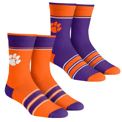 Clemson Tigers Rock Em Socks Youth Multi-Stripe 2-Pack Team Crew Sock Set