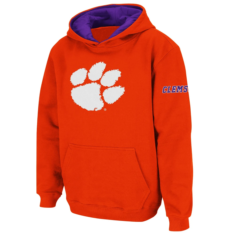 Sweat à capuche gros logo orange Clemson Tigers Stadium Athletic pour jeunes