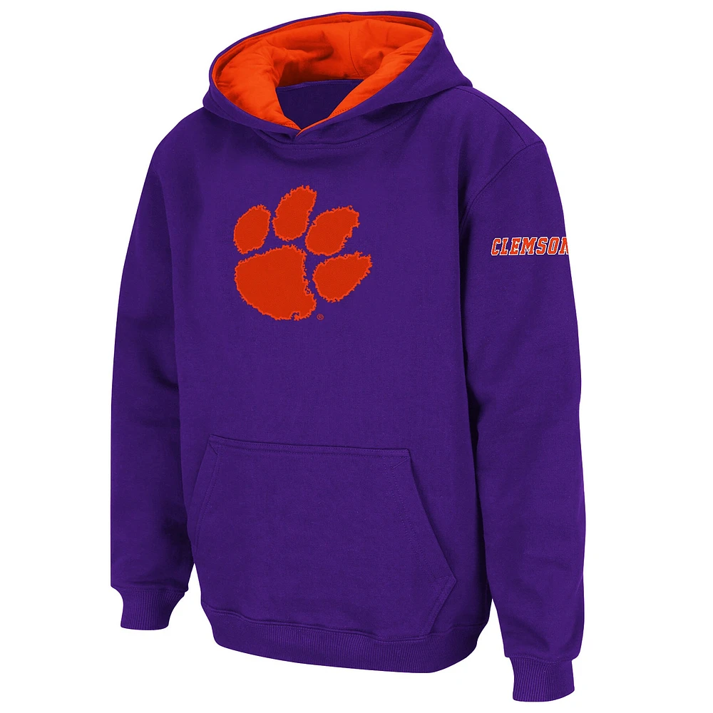 Sweat à capuche gros logo violet Clemson Tigers Stadium Athletic pour jeunes