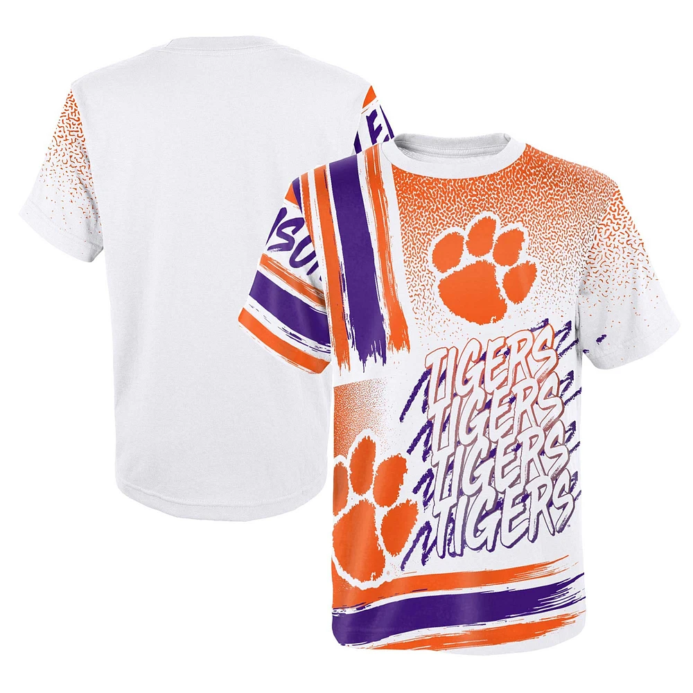 Youth White Clemson Tigers Gametime Multi-Hit T-Shirt