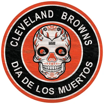 Cleveland Browns 12'' Sugar Skull Circle Sign