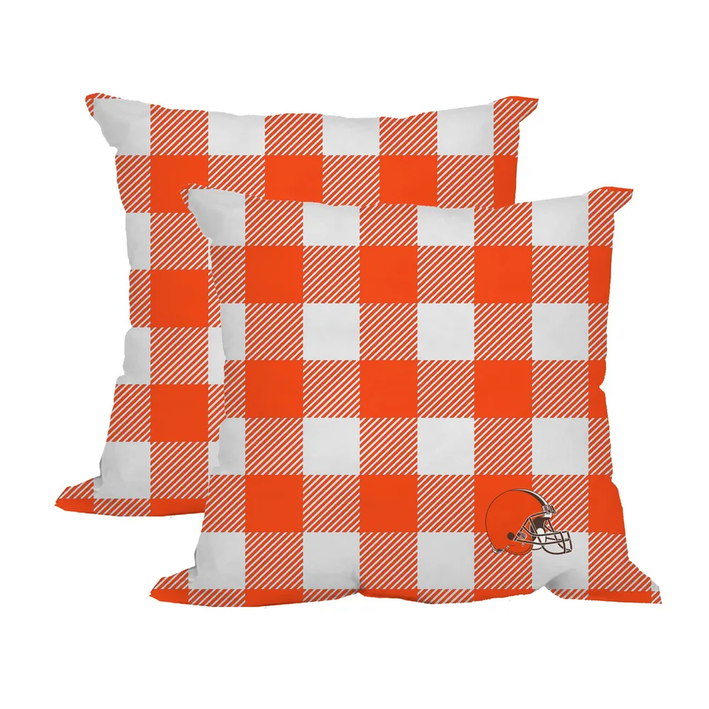 Lids Cleveland Browns 2-Pack Buffalo Check Plaid Outdoor Pillow Set