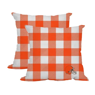 Cleveland Browns 2-Pack Buffalo Check Plaid Outdoor Pillow Set
