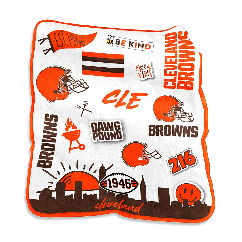 Cleveland Browns 50'' x 60'' Native Raschel Plush Throw Blanket