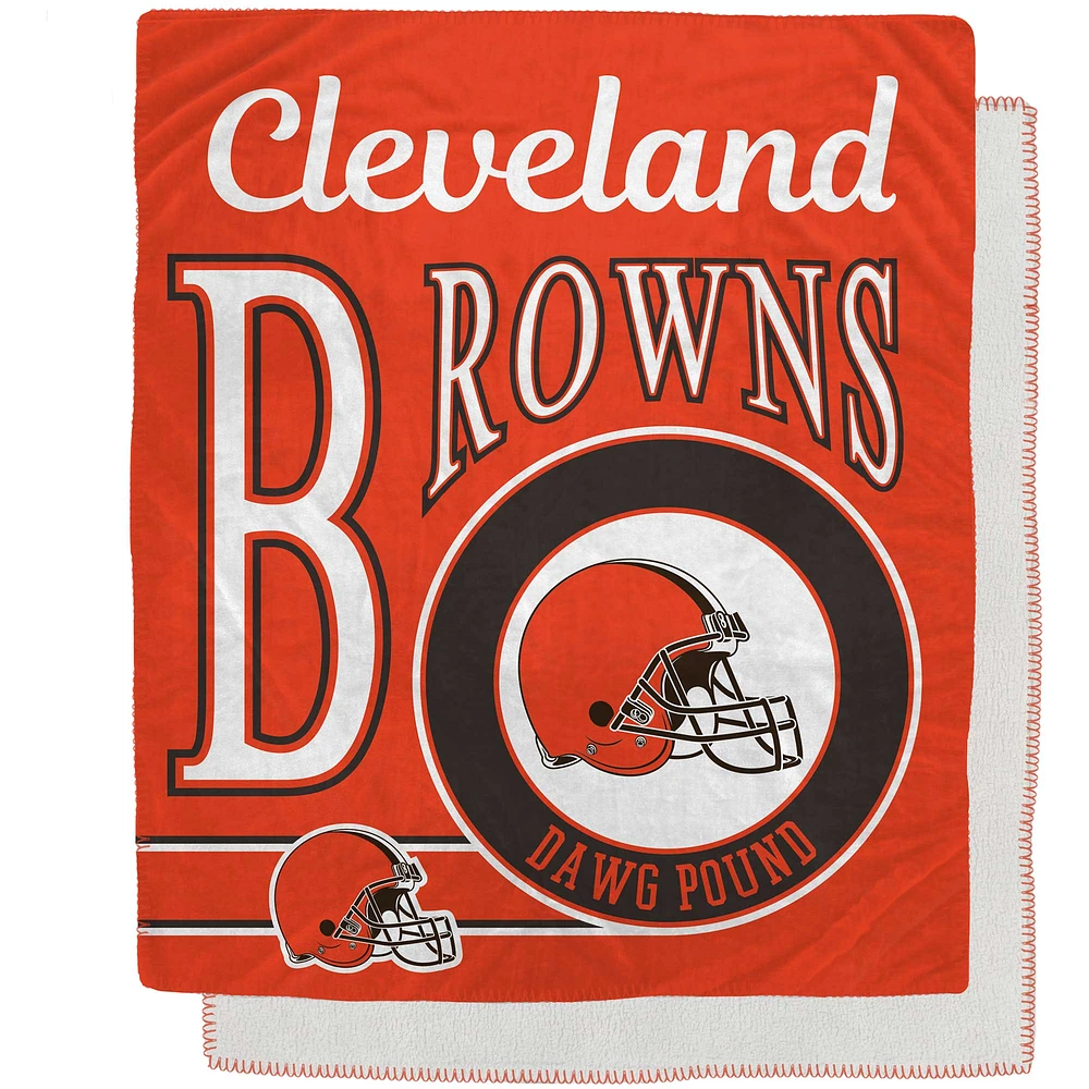 Couverture Sherpa en flanelle polaire avec emblème rétro des Cleveland Browns, 50 po x 60 po