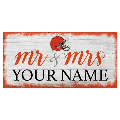 Cleveland Browns 6" x 12" Personalized Mr. & Mrs. Script Sign