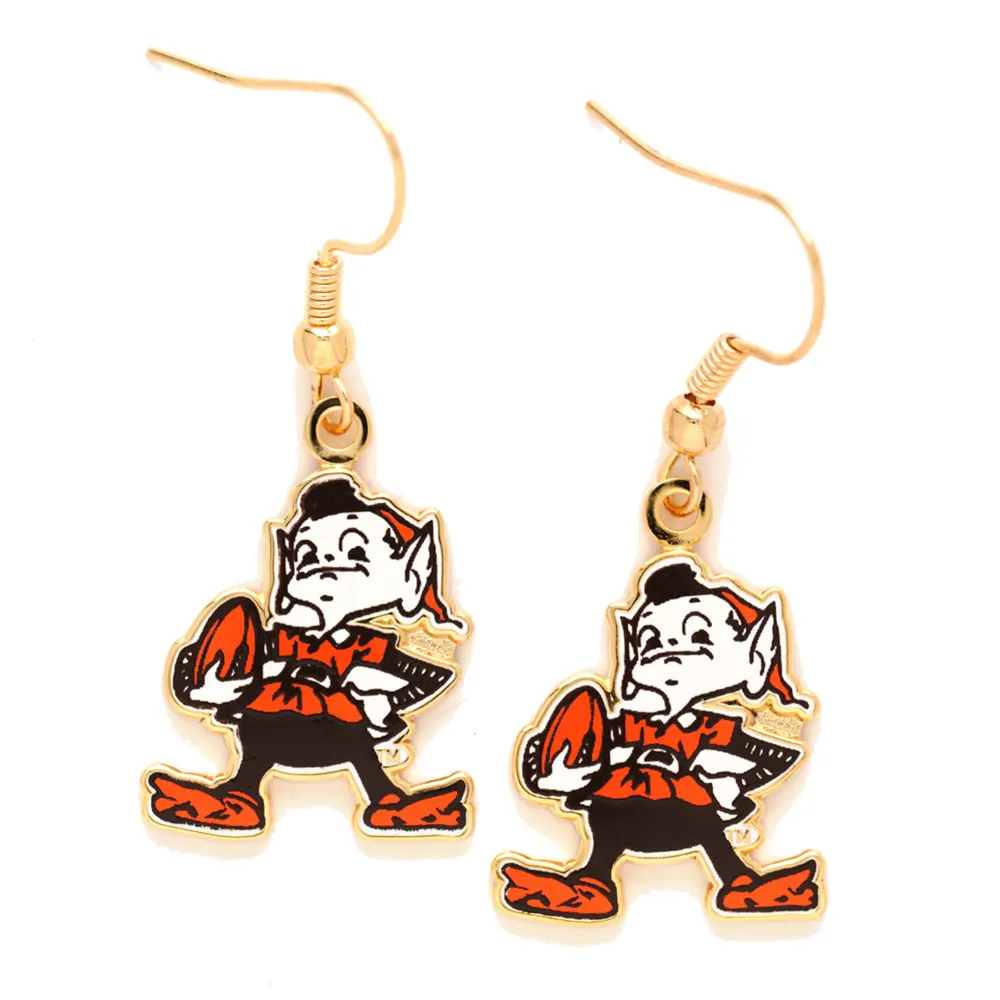 Cleveland Browns Brownie The Elf Team Logo Wire Earrings