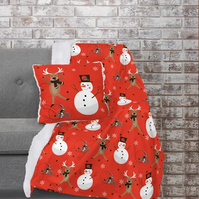 Cleveland Browns Holiday Reindeer Blanket and Pillow Combo Set