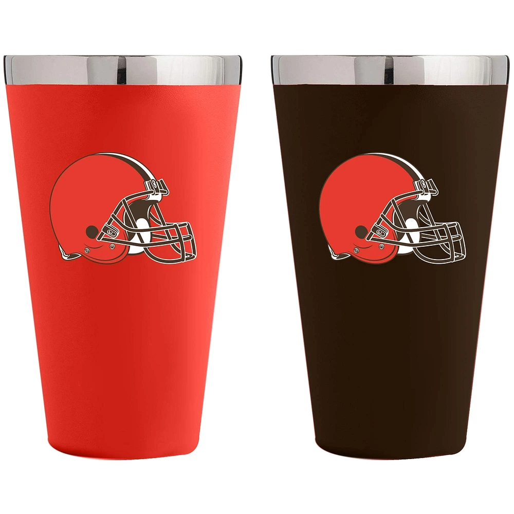 Cleveland Browns Team Color 2-Pack 16oz. Pint Glass Set