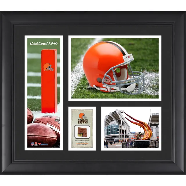 Cleveland Browns Brown Framed Wall-Mountable Logo Helmet Case