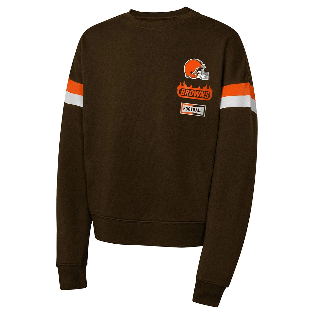 Girls Brown Cleveland Browns Eternal Love Pullover Sweatshirt