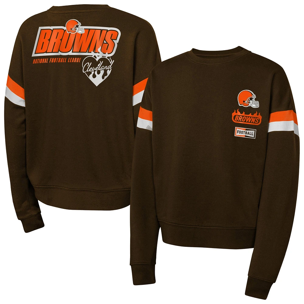 Girls Brown Cleveland Browns Eternal Love Pullover Sweatshirt