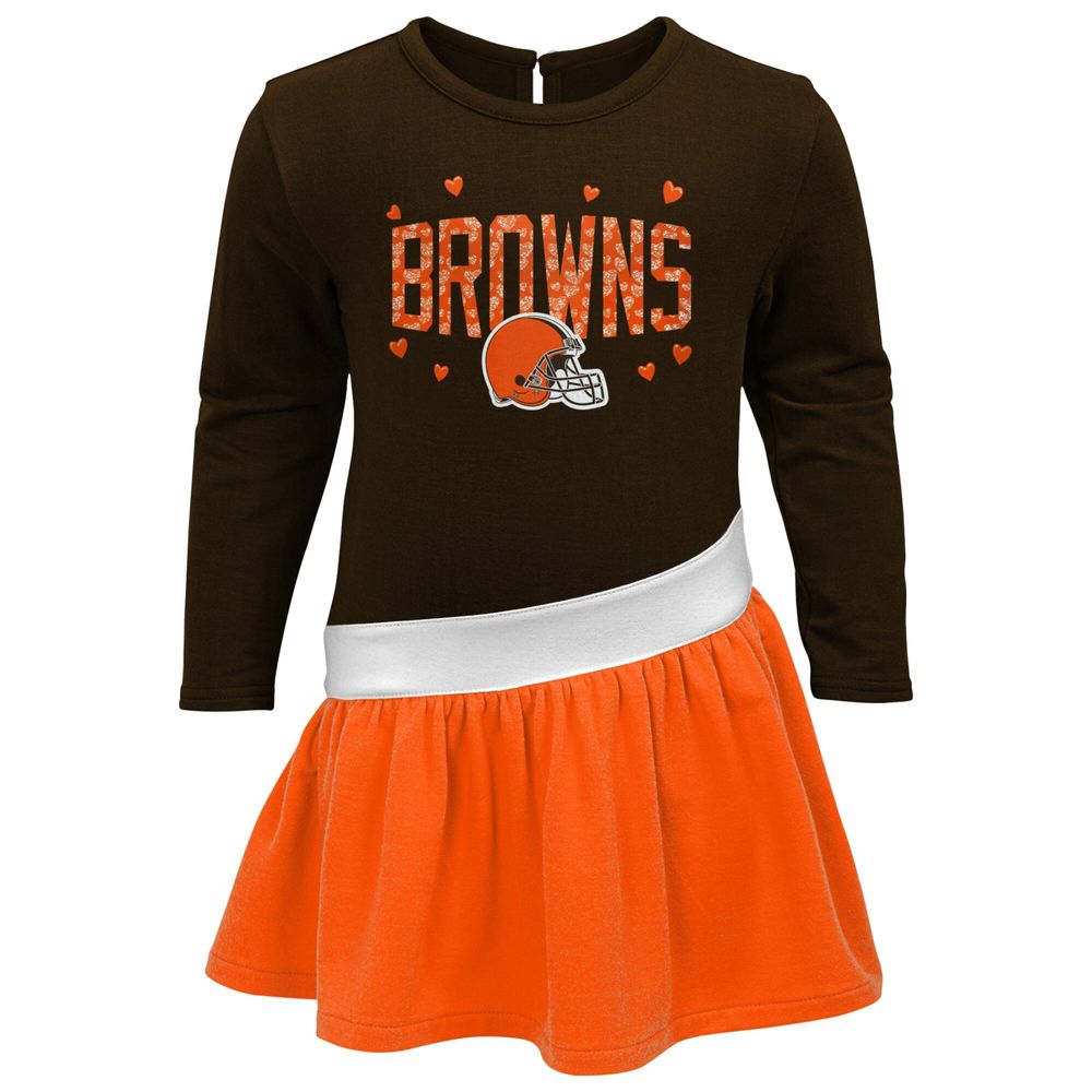 Girls Infant Brown/Orange Cleveland Browns Heart to Jersey Tri-Blend Dress