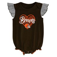 Girls Newborn & Infant Brown/Heathered Gray Cleveland Browns All The Love Bodysuit Bib Booties Set