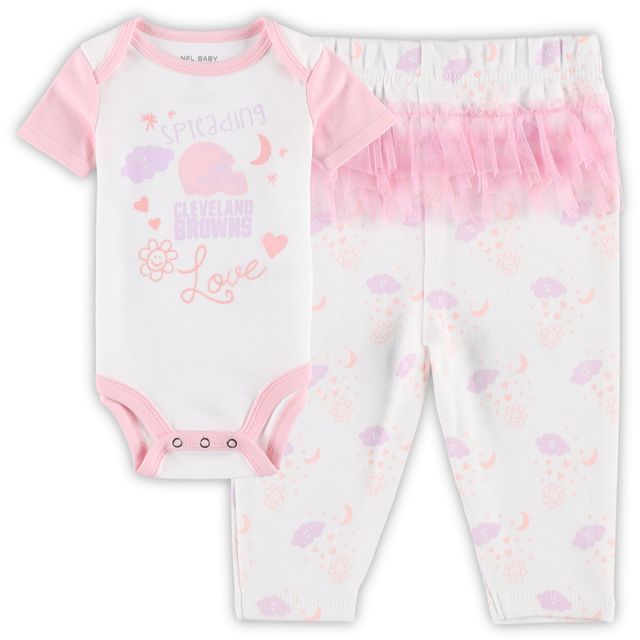 Ensemble body et legging tutu Cleveland Browns blanc pour nouveau-né bébé