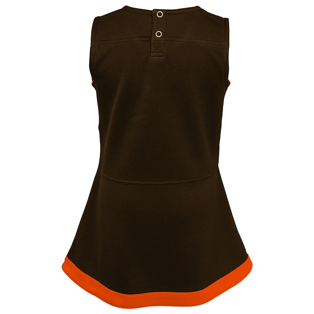 Ensemble robe pull deux pièces Cheer Captain marron avec bloomers pour filles d'âge préscolaire Cleveland Browns