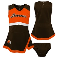 Girls Preschool Brown Cleveland Browns Two-Piece Cheer Captain Jumper Dress with Bloomers Set