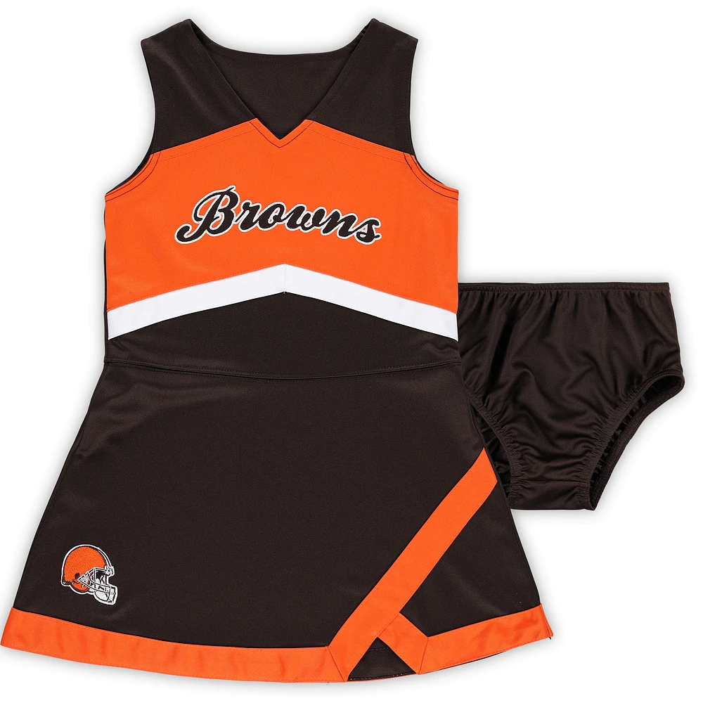 Girls Preschool Brown Cleveland Browns Two-Piece Cheer Captain Jumper Dress with Bloomers Set