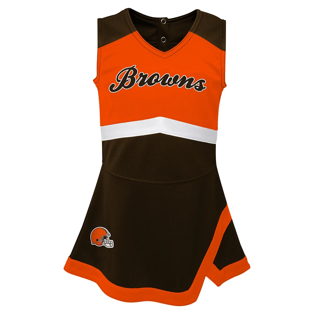 Girls Toddler Brown Cleveland Browns Cheer Captain Dress with Bloomers