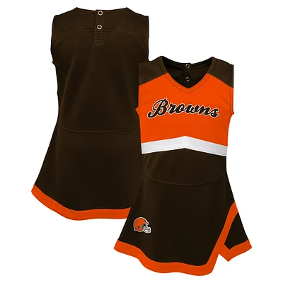 Robe marron de capitaine des Cleveland Browns pour petites filles avec bloomers