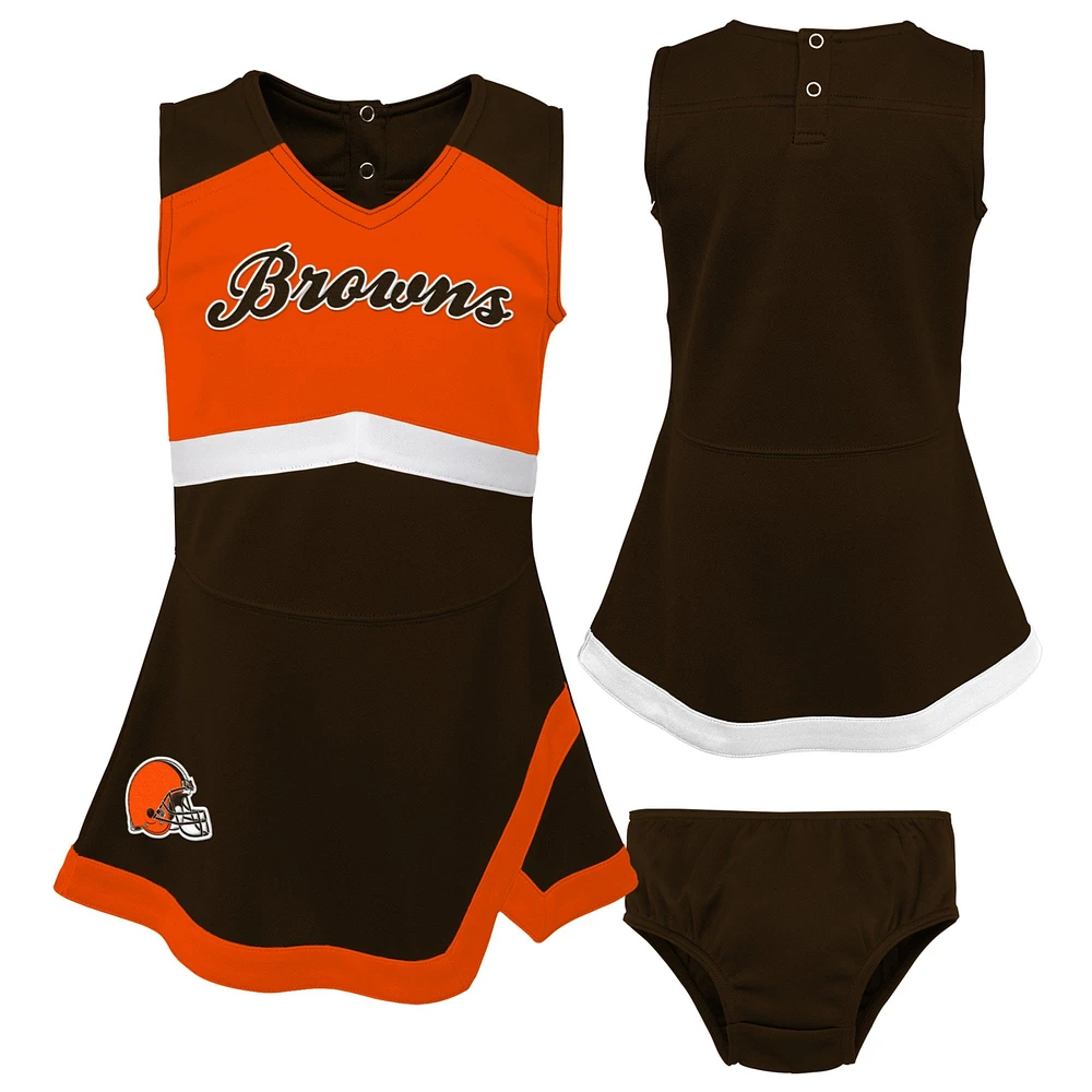 Girls Toddler Brown Cleveland Browns Cheer Captain Dress with Bloomers