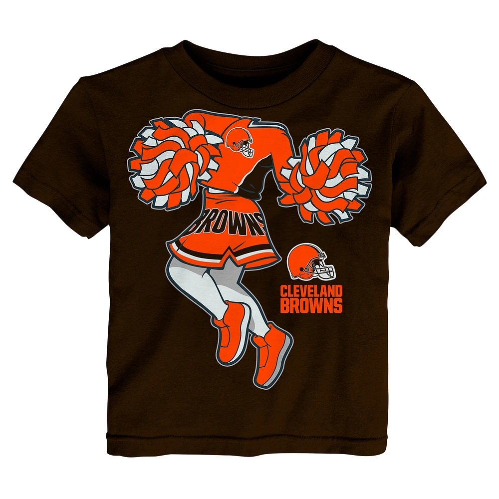 T-shirt marron pour petite fille avec inscription « Cleveland Browns » pom-pom girl