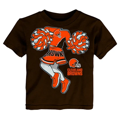 T-shirt marron pour petite fille avec inscription « Cleveland Browns » pom-pom girl