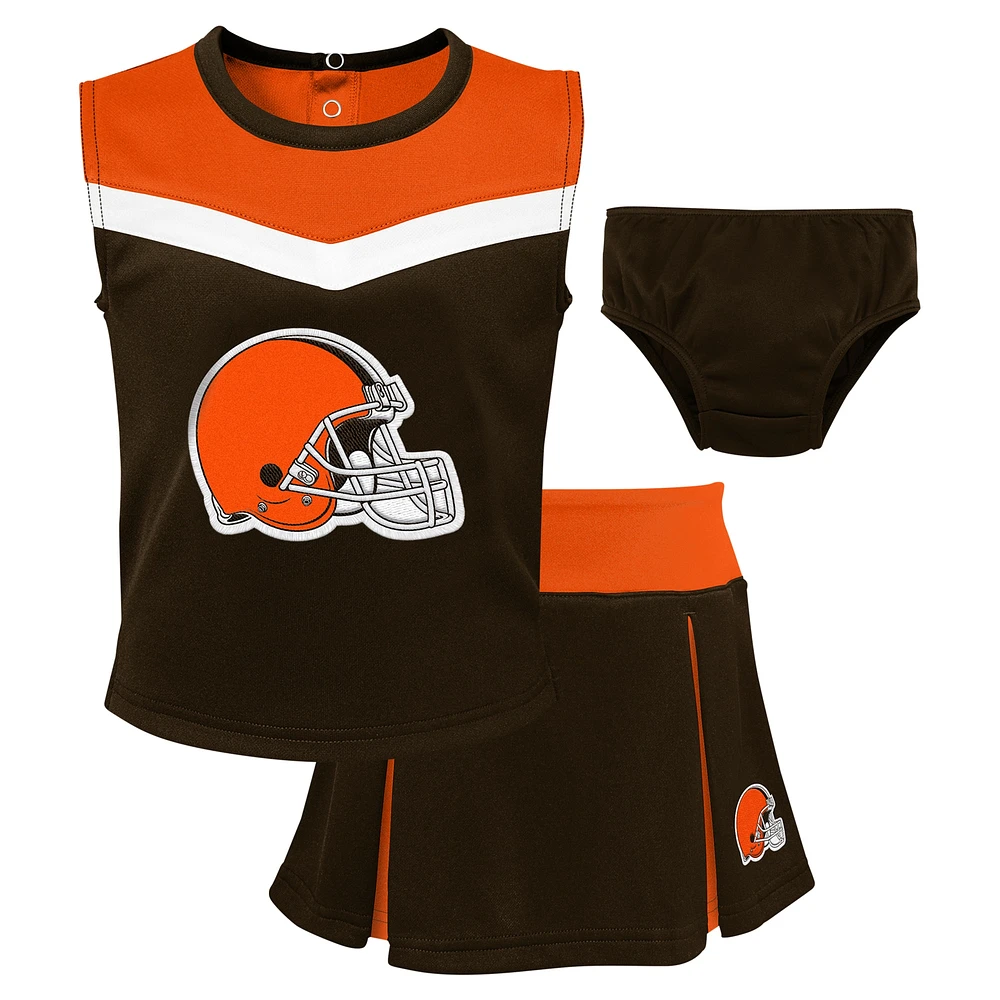 Girls Toddler Brown Cleveland Browns Spirit Cheer Two-Piece Cheerleader Set with Bloomers