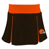 Ensemble de pom-pom girl deux pièces marron Cleveland Browns Spirit Cheer pour filles avec bloomers