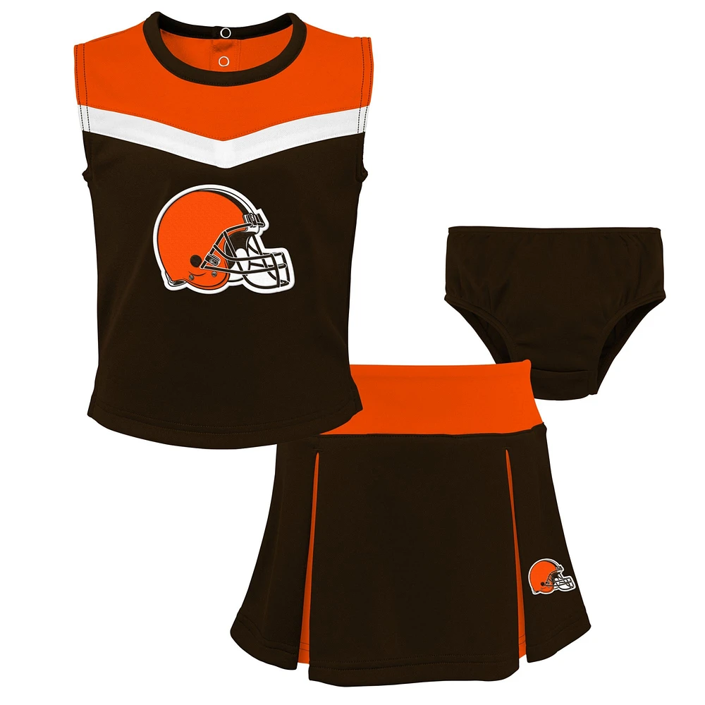 Girls Toddler Brown Cleveland Browns Spirit Cheer Two-Piece Cheerleader Set with Bloomers