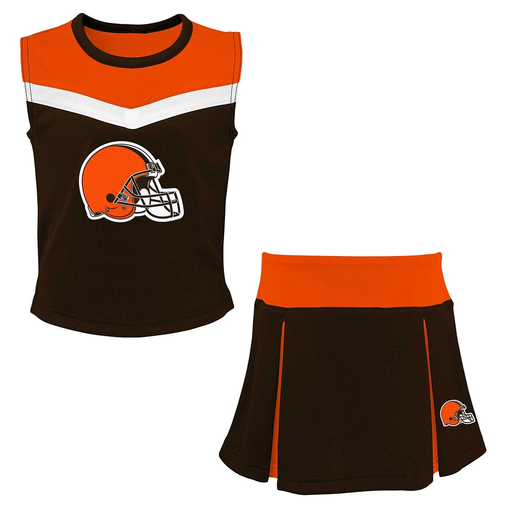 Ensemble deux pièces de pom-pom girl marron Cleveland Browns Spirit pour filles