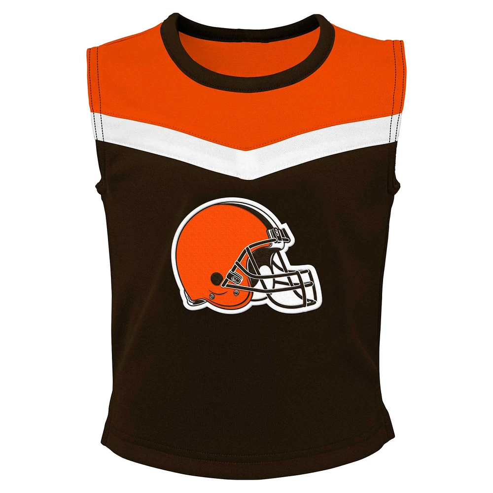 Ensemble deux pièces de pom-pom girl marron Cleveland Browns Spirit pour filles