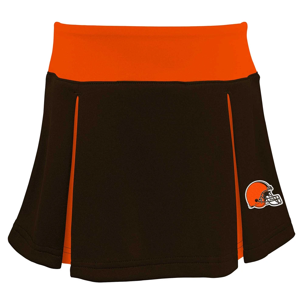 Ensemble deux pièces de pom-pom girl marron Cleveland Browns Spirit pour filles