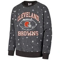 Girls Youth Wes & Willy  Gray Cleveland Browns Shimmer Star Fleece Raglan Pullover Sweatshirt