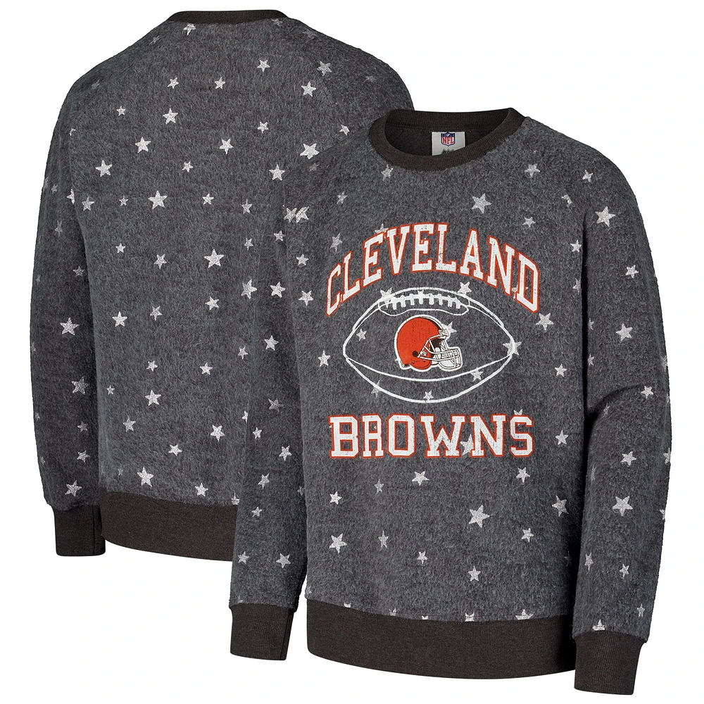 Sweat-shirt à capuche en polaire Shimmer Star Raglan pour filles Wes & Willy Gray des Cleveland Browns