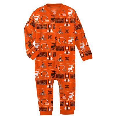 Infant Brown Cleveland Browns Allover Print - Full-Zip Jumper