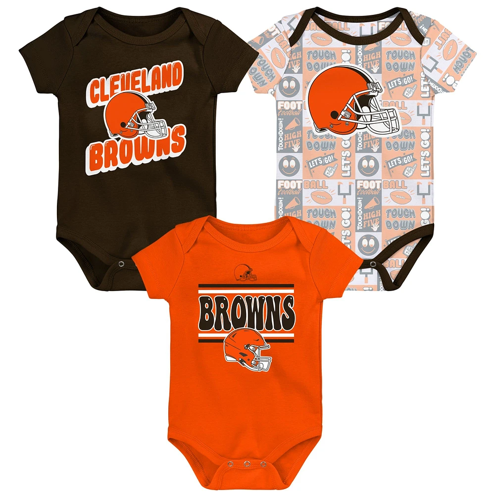 Ensemble de trois bodies pour bébé Cleveland Browns Play Day