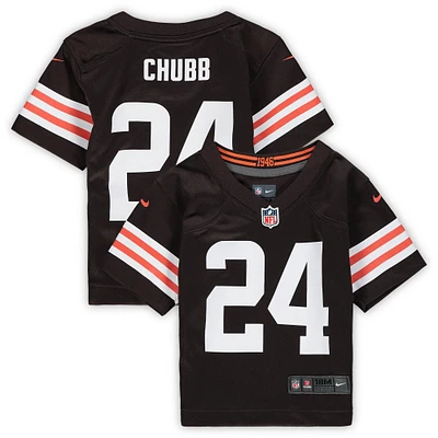 Maillot de match Nike Nick Chubb marron des Cleveland Browns pour bébé